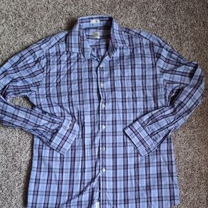 Petter Miller Blue Striped Men's Dress Shirt- Large